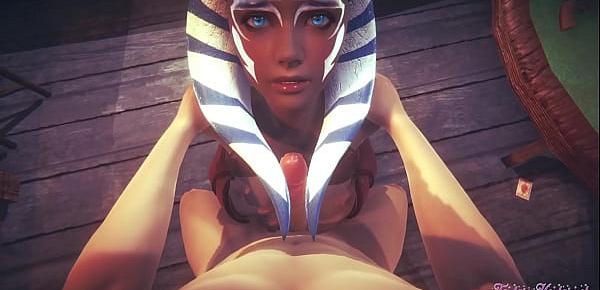  Starwars Hentai POV Ahsoka 3D 4D - blowjob and fucked cowgirl stily with creampie